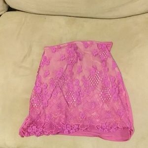 Lace pink mini skirt